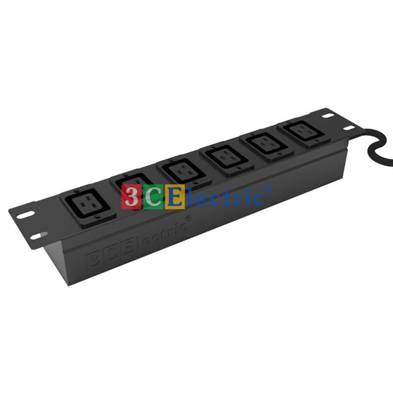 Ổ điện 19″, 06 ổ cắm C19, công suất 20A, cáp nguồn 03m