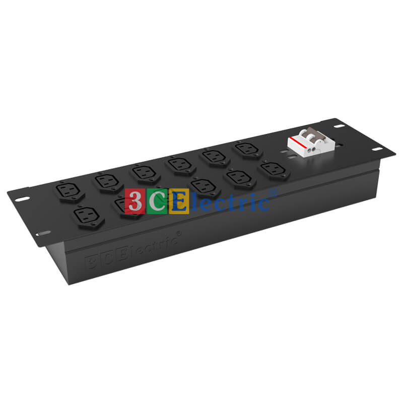 Ổ cắm tủ rack 12 ổ cắm C13 (02 hàng ngang), có MCB 2P 32A