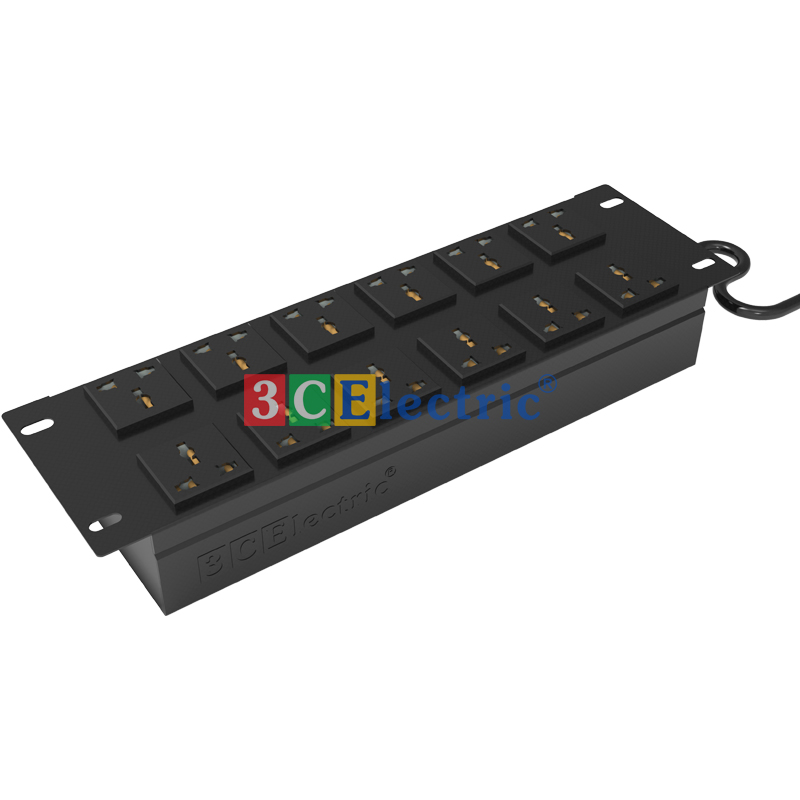 Thanh nguồn PDU 12 ổ cắm 3 chấu chuẩn đa dụng, cáp nguồn 03m (3 x 2.5mm2)