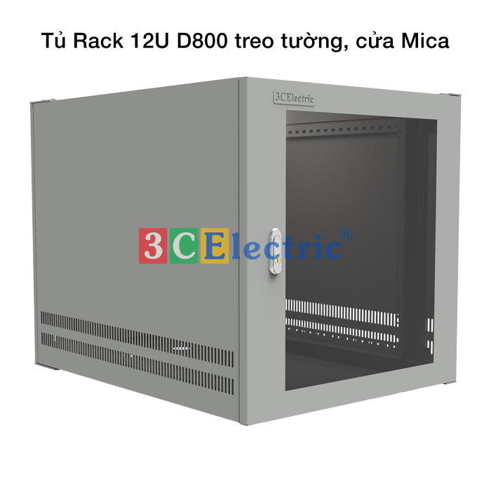 t?rack 12u d800 treo tường màu trắng cửa mica