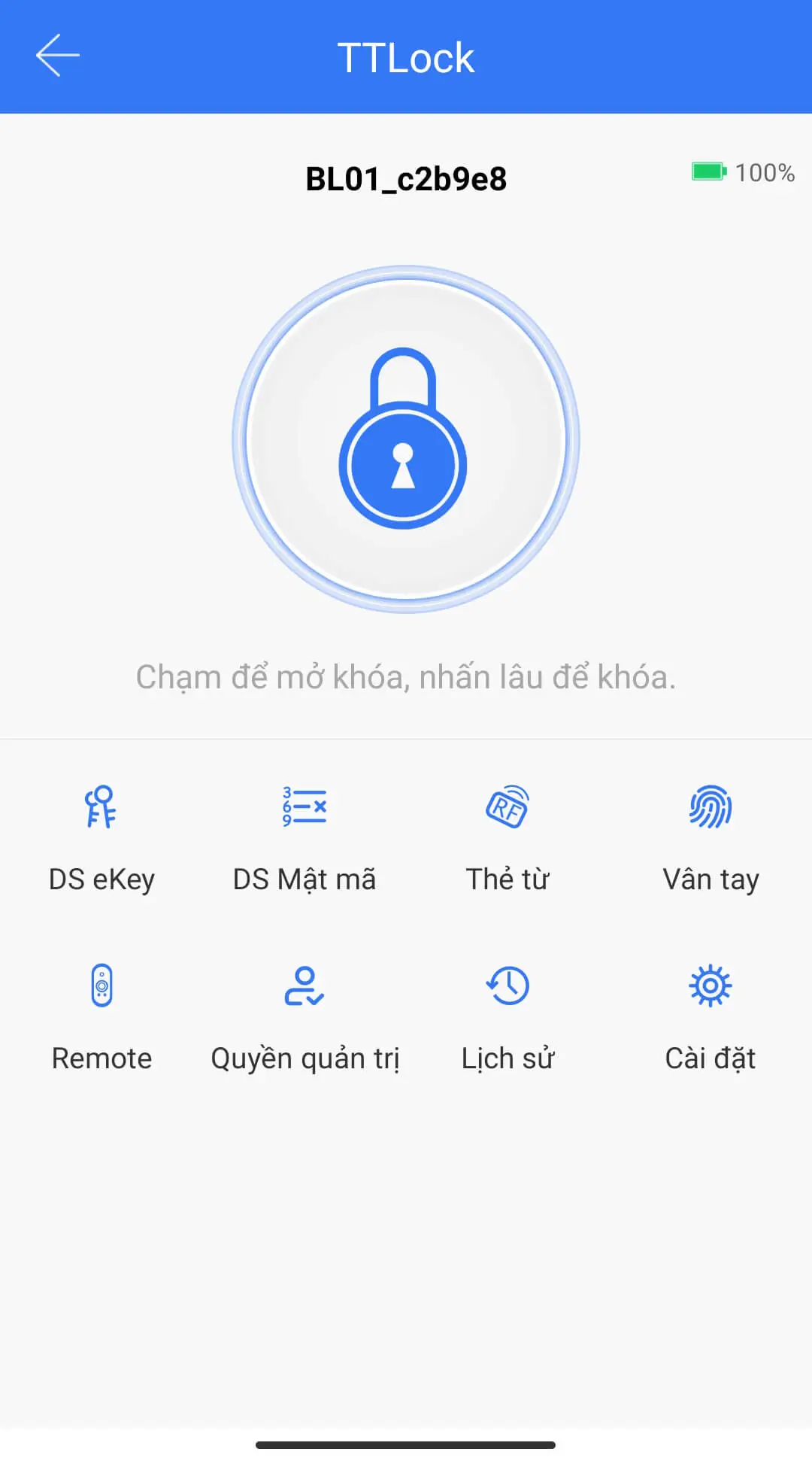 Phần mềm TTLock cho khoá vân tay cửa chống cháy
